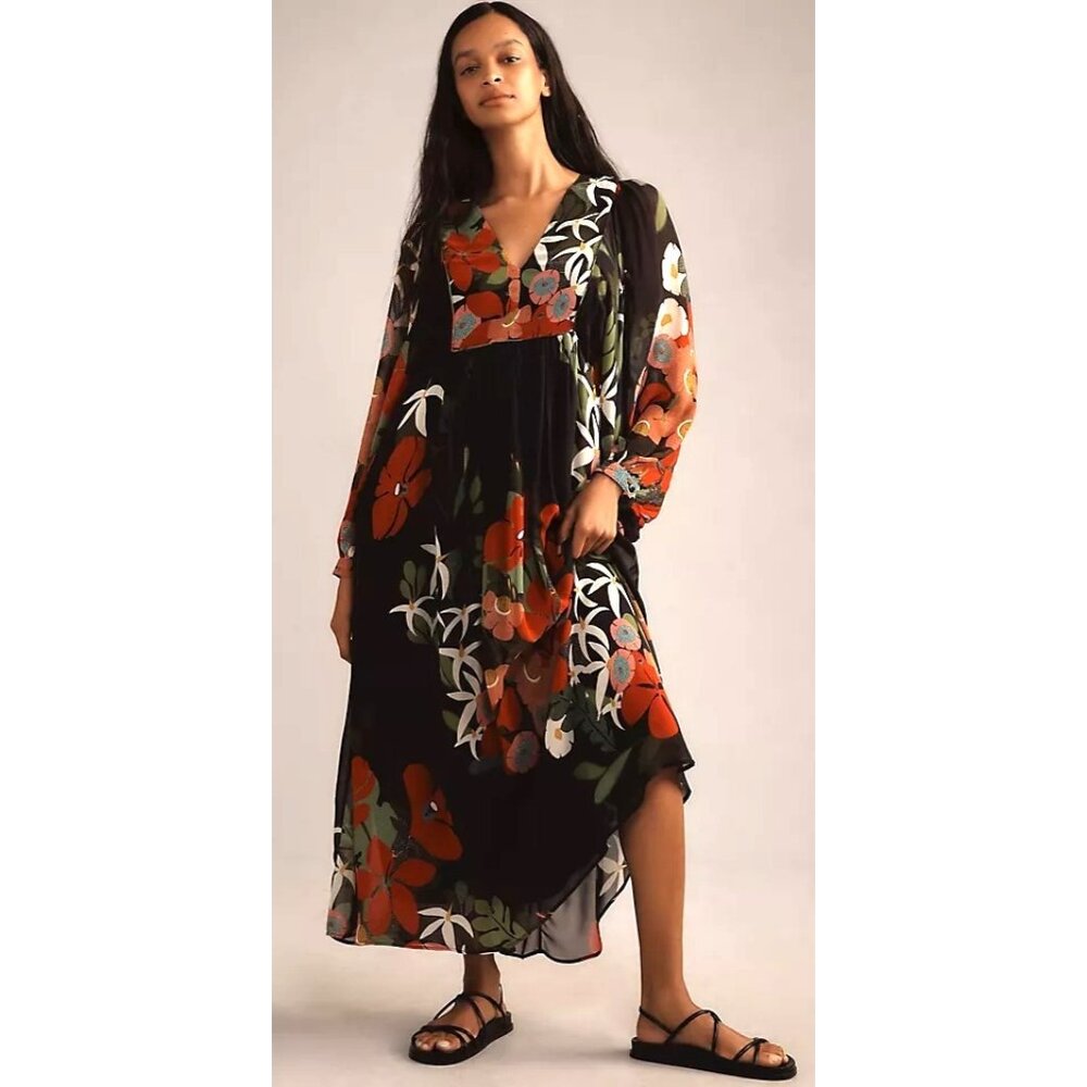 Anthropologie x Farm Rio Long Sleeve Floral Maxi Dress Women S Contemporary Chic